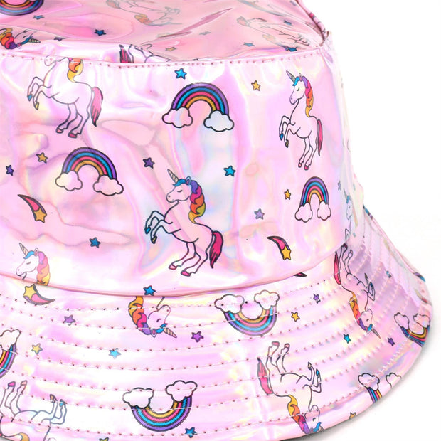 Holographic Bucket Hat - Shiny Unicorn Pink