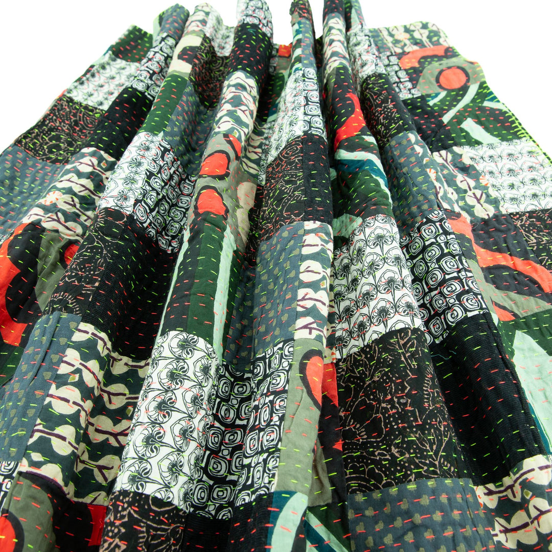 Handmade Patchwork Batik Printed Throw - Black Mix