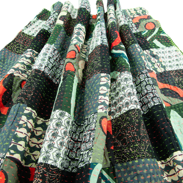 Handmade Patchwork Batik Printed Throw - Black Mix