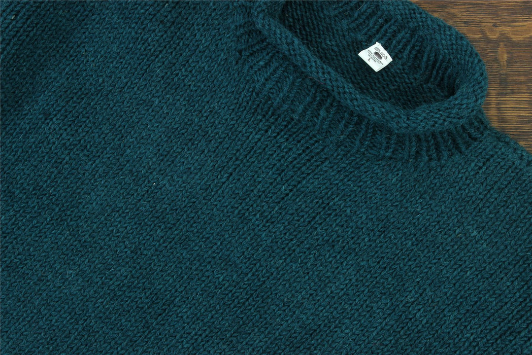 Hand Knitted Wool Jumper - Plain Teal