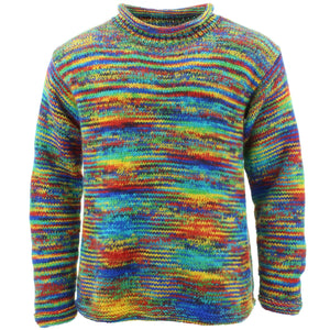 Pull en grosse laine en tricot space dye - sd arc-en-ciel