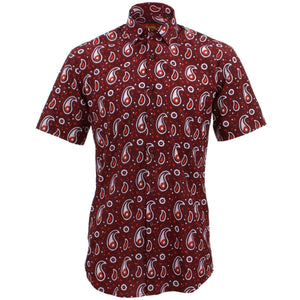 Tailliert geschnittenes Kurzarmhemd – Blockdruck – Paisley