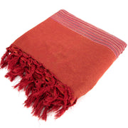 Striped Cotton Blanket With Tassel Edging - Burnt Orange