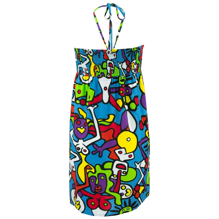 Halterneck Wrinkle Dress - Tiffy Blue