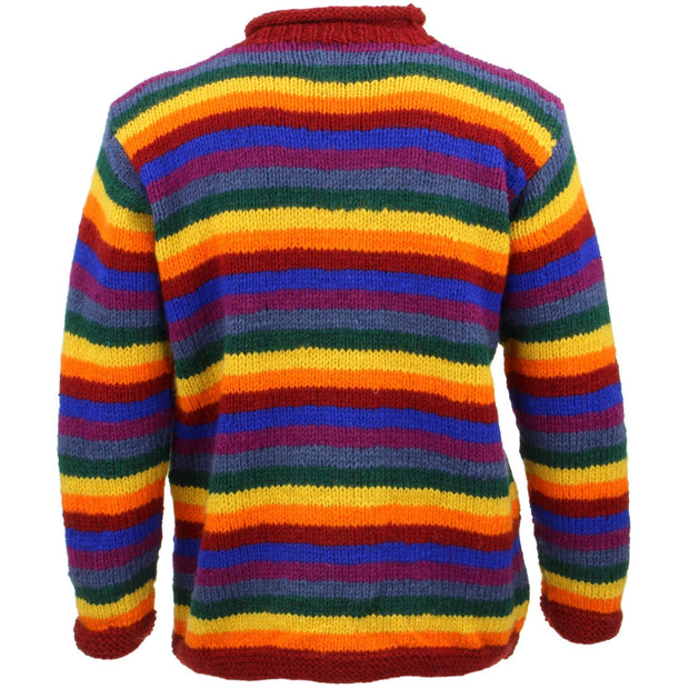 Chunky Wool Knit Striped Jumper - Rainbow