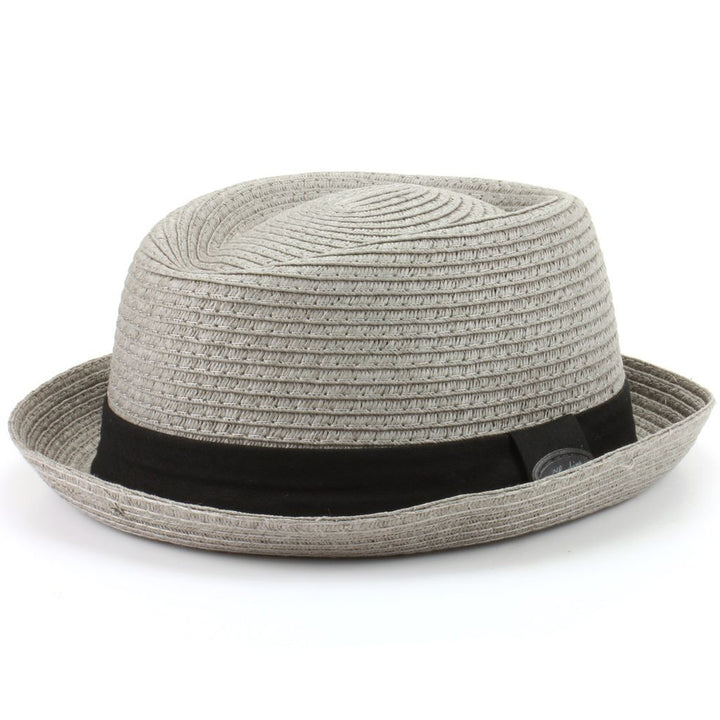 Straw Paper Pork Pie Hat - Dark Grey
