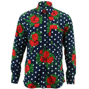 Regular fit langærmet skjorte - polka blomstret