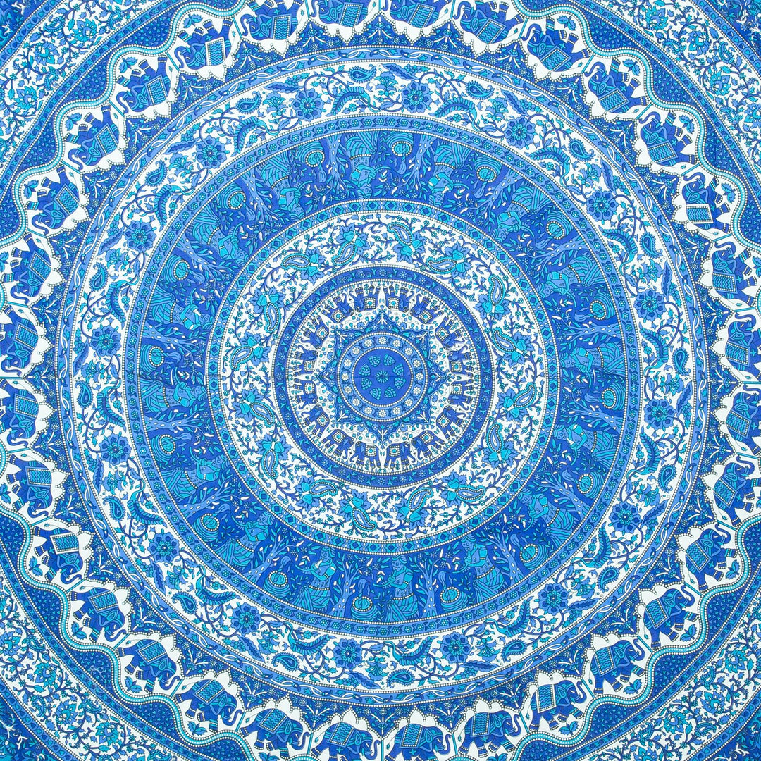 Block Printed Mandala Wall Hanging - Sky Blue