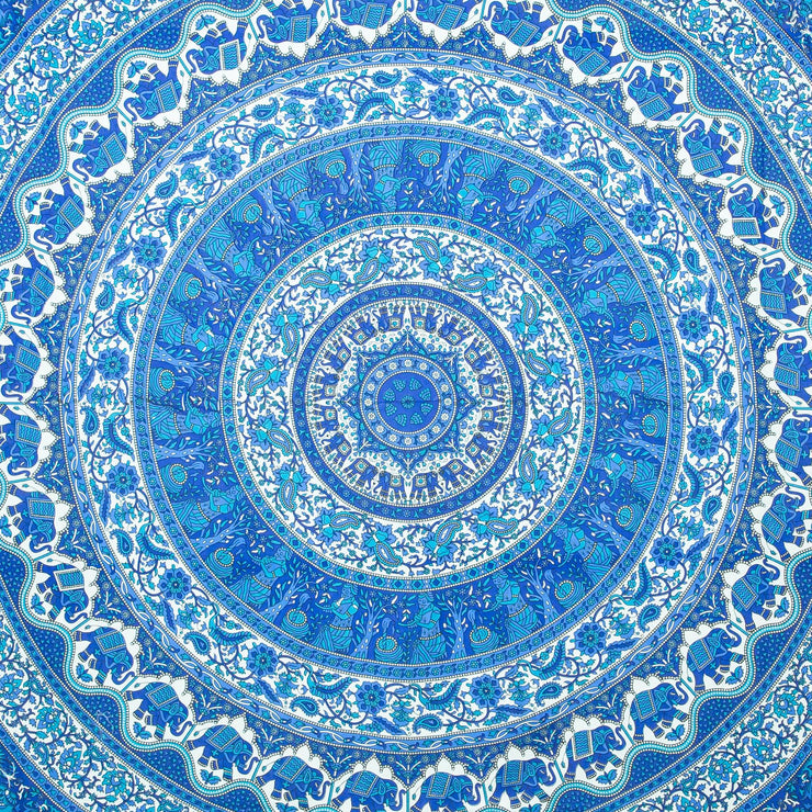 Block Printed Mandala Wall Hanging - Sky Blue