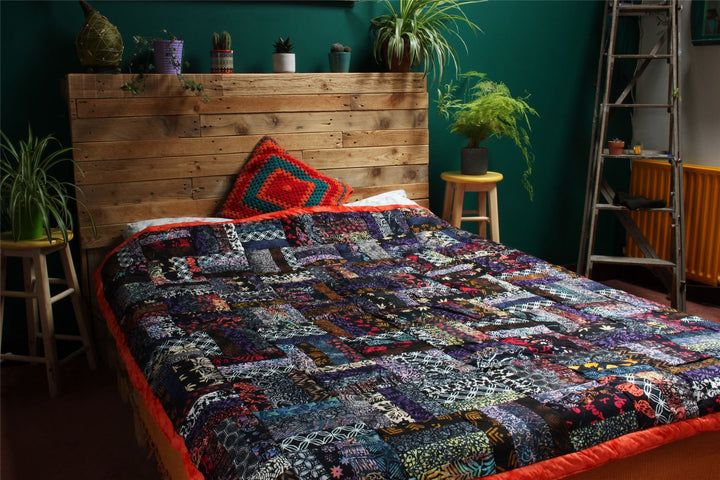 Handmade Quilted Patchwork Batik Printed Bedspread