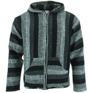 Mexican Baja Jerga Zip Hoody Jacket - Shades of Grey