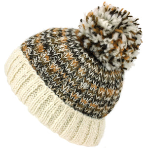 Uld strik hue bobble hue - creme brun