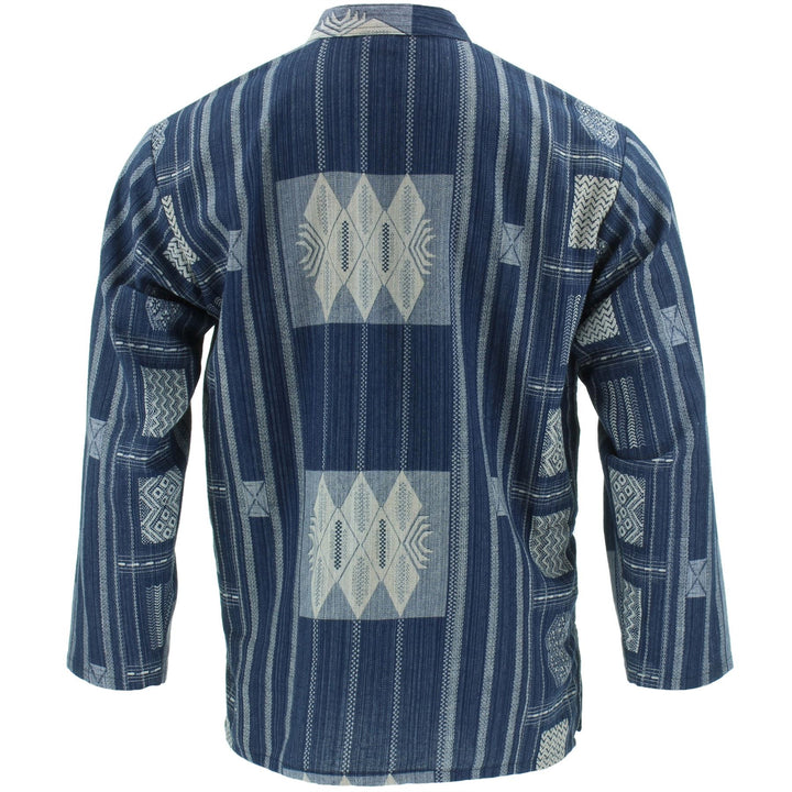 Heavy Cotton Naga Grandad Kurta Shirt - Navy