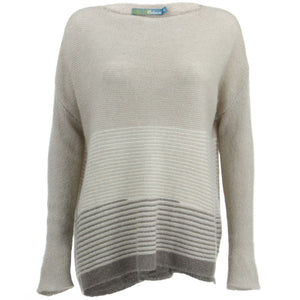 Pull en laine mélangée à fines rayures - Marron Nougat