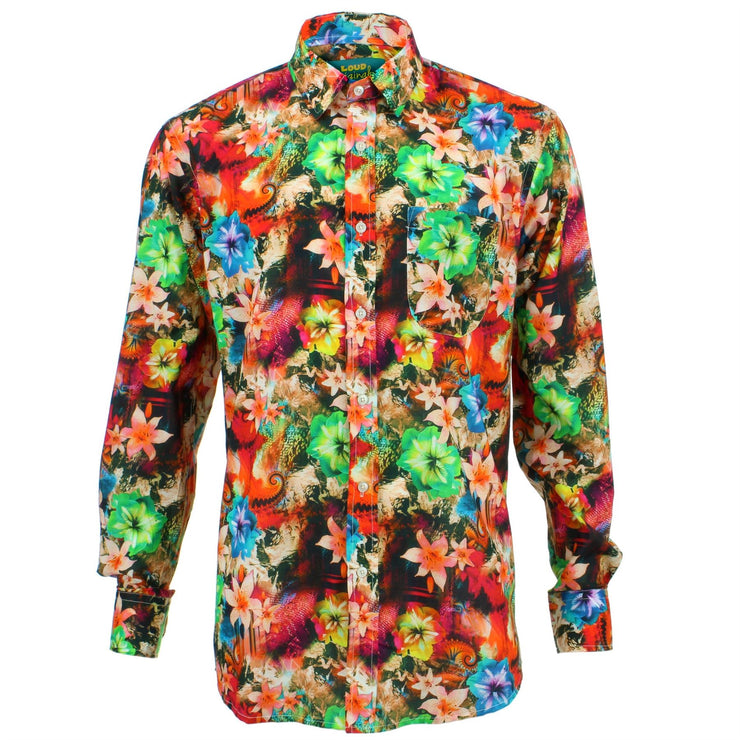 Regular Fit Long Sleeve Shirt - Bright Floral Abstract