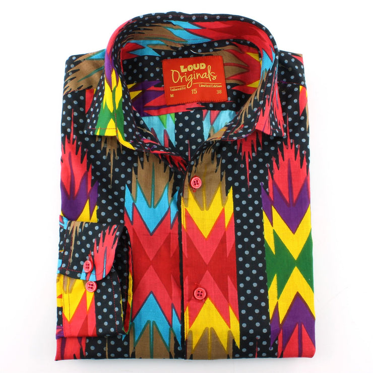 Tailored Fit Long Sleeve Shirt - Aztec Polka Dots