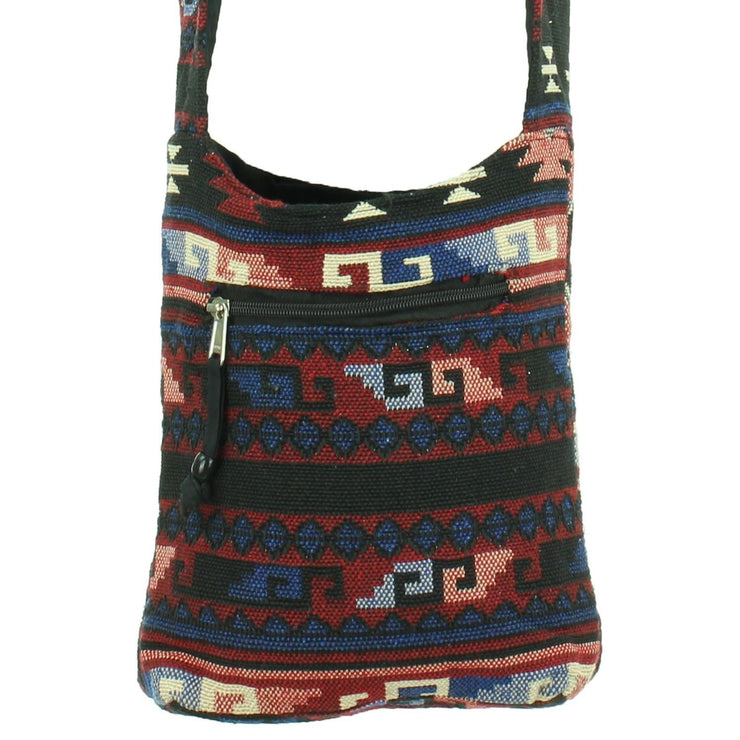Cotton Canvas Sling Shoulder Bag - Aztec Dark Multi