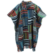 Brushed Cotton Long Hooded Poncho - Patchwork