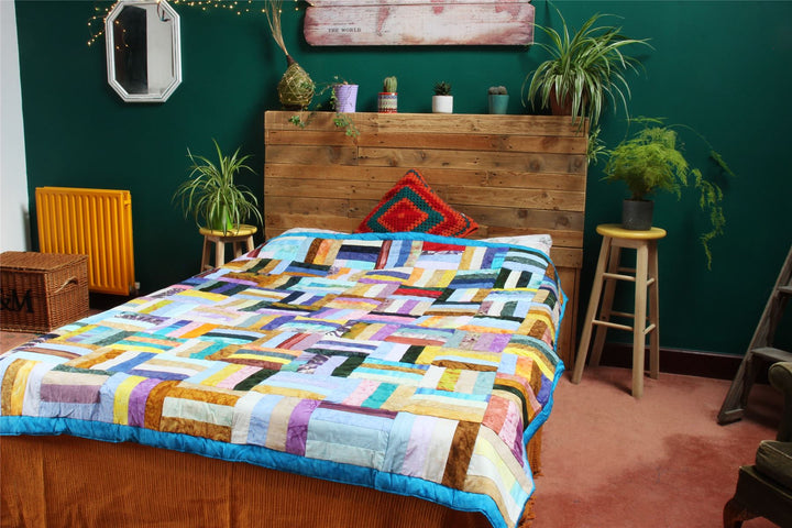 Handmade Quilted Patchwork Batik Printed Bedspread