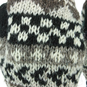 Chunky Wool Knit Mittens - Chevron - Black