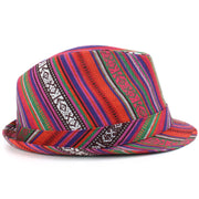 Aztec Print Trilby Hat - Red