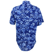 Tailored Fit Short Sleeve Shirt - Blue Distorted Floral