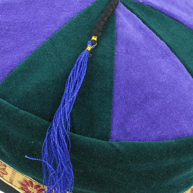 Nepalese Velvet Smoking Hat - Green Purple