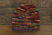 Hand Knitted Baggy Slouch Beanie Hat - SD Dark Red Mix