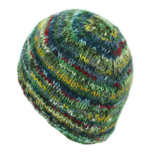 Wool Knit Beanie Hat - SD Green Mix