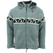 Chunky Wool Knit Animal Hoodie - Elephant - Grey