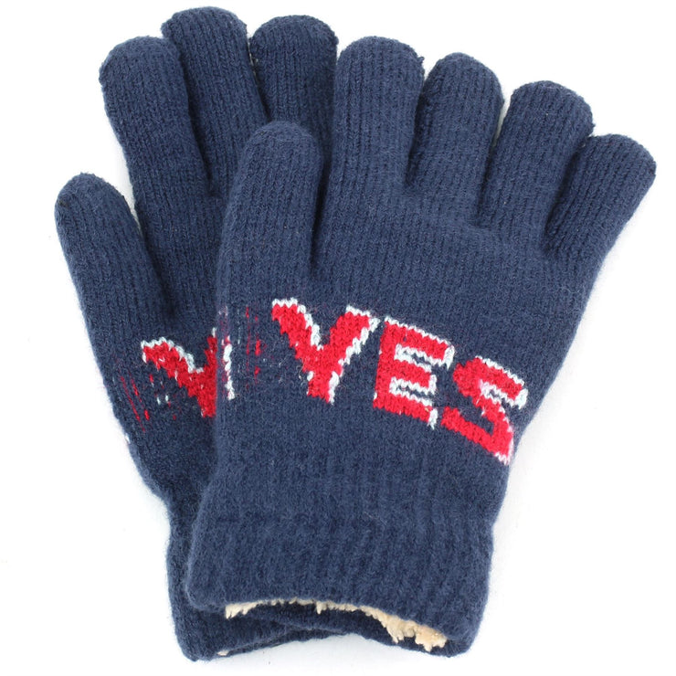 "Yes" Thick Gloves - Navy