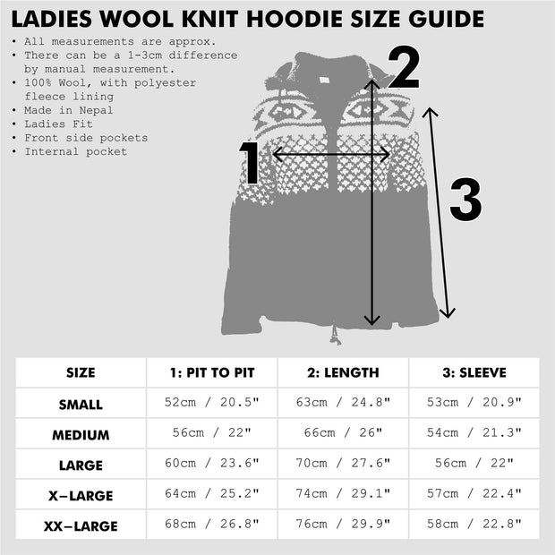 Hand Knitted Wool Hooded Jacket Cardigan Ladies Cut - SD Rainbow with Rainbow Trim