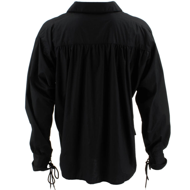 Long Sleeve Cotton Pirate Shirt - Black