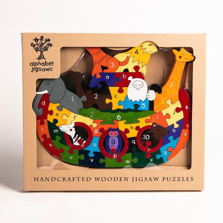 Handmade Wooden Jigsaw Puzzle - Alphabet Noah's Ark