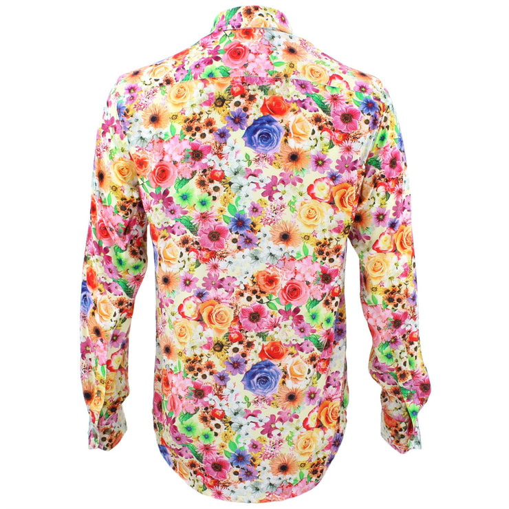 Tailored Fit Long Sleeve Shirt - Bright Yellow & Pink Floral