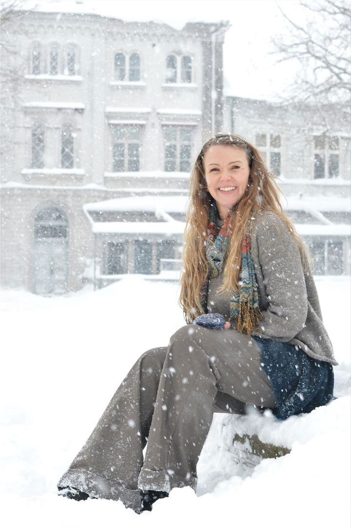 Roll Neck Space Dye Knit Jumper - Grey Nougat