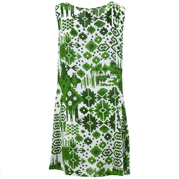 The Swirl Shift Dress - Green Aztec