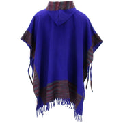 Soft Vegan Wool Hooded Tibet Poncho - Blue Dark Purple