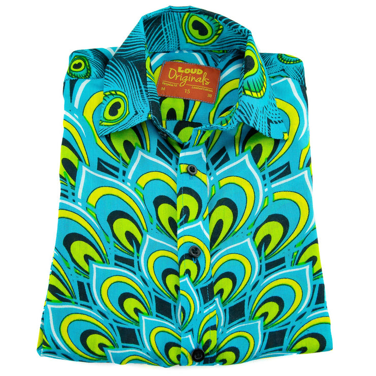 Regular Fit Short Sleeve Shirt - Peacock Mandala - Turquoise
