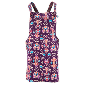 Chic Tea Shift Dungaree Dress - Purple Tribal