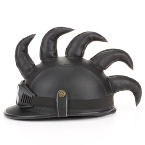 Saw Blade Mohawk Horned Neuheit Festival Helm mit Schutzbrille – Schwarz