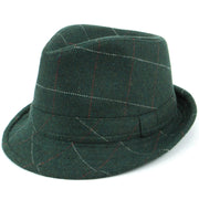 Wool Herringbone Trilby Hat - Green