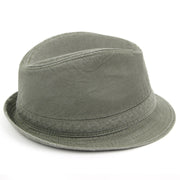Cotton trilby hat with washed denim effect - Khaki