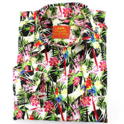 Tailored Fit Long Sleeve Shirt - Green Pink & Yellow Palms & Parrots