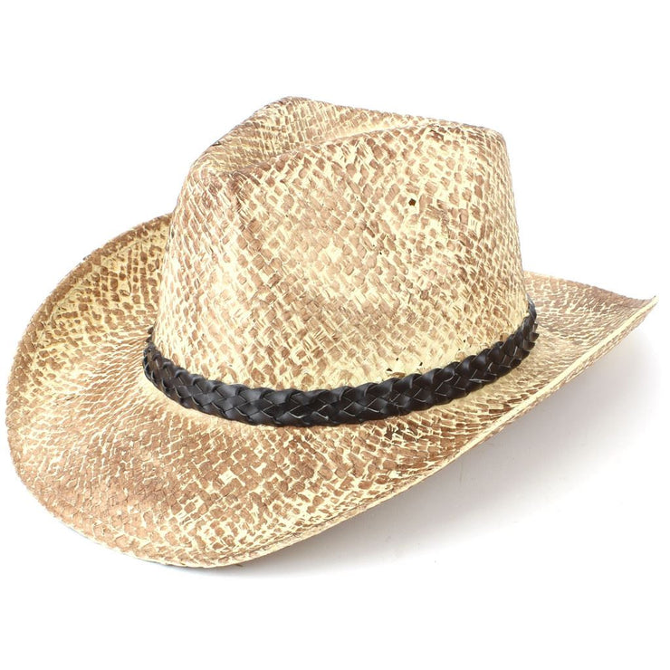 Vintage Effect Straw Cowboy Hat