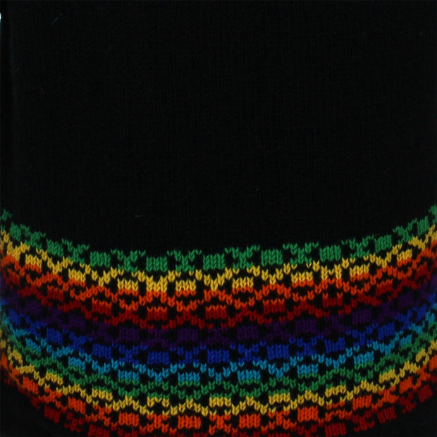 Wool Knit Hooded Cardigan Jacket - Black Rainbow Diamonds