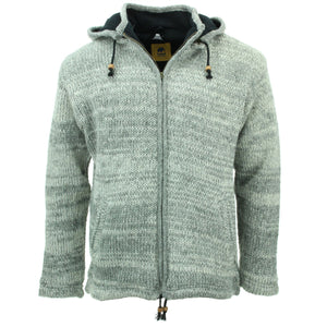 Cardigan veste à capuche en laine tricotée à la main - gris sd