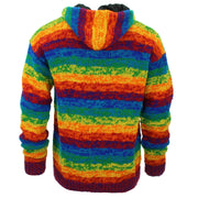 Hand Knitted Wool Hooded Jacket Cardigan - SD Shredded Rainbow