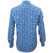 Tailored Fit Long Sleeve Shirt - Blue Leaves