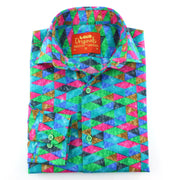 Tailored Fit Long Sleeve Shirt - Pink Blue Harlequin